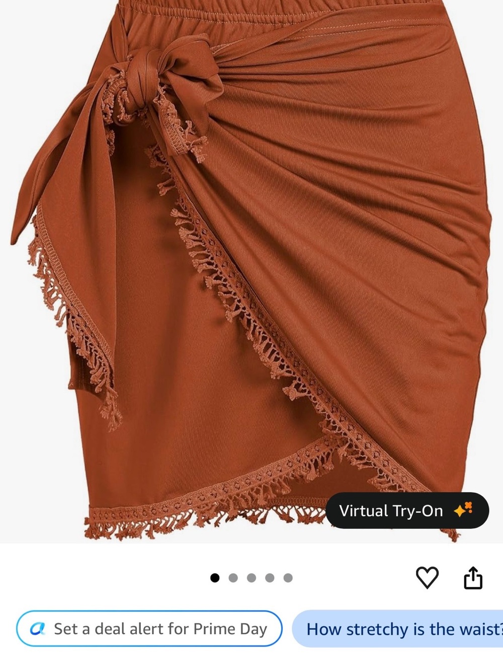 Zaful Rust Fringe wrap skirt